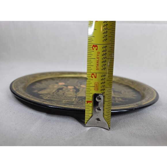 Hilbert Cheese 10" Elite Tin Tray Black Gold Japanese Scenery Design Asian Homes - Picture 8 of 8